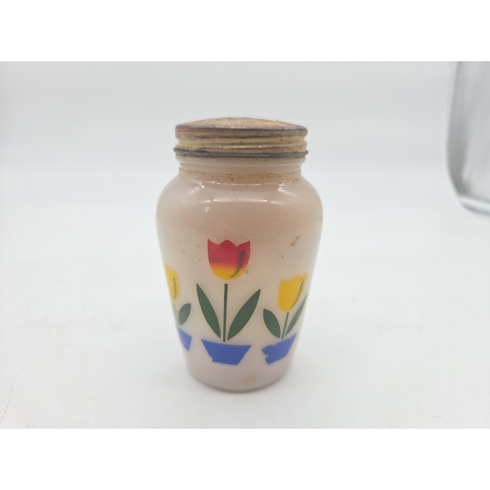 Vintage Fire King Tulip Milk Glass Pepper Shaker Anchor Hocking MCM Range Shaker
